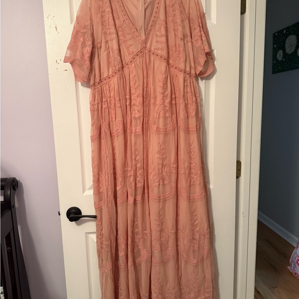 Pinkblush Blush Pink Maxi Dress with Embroidery